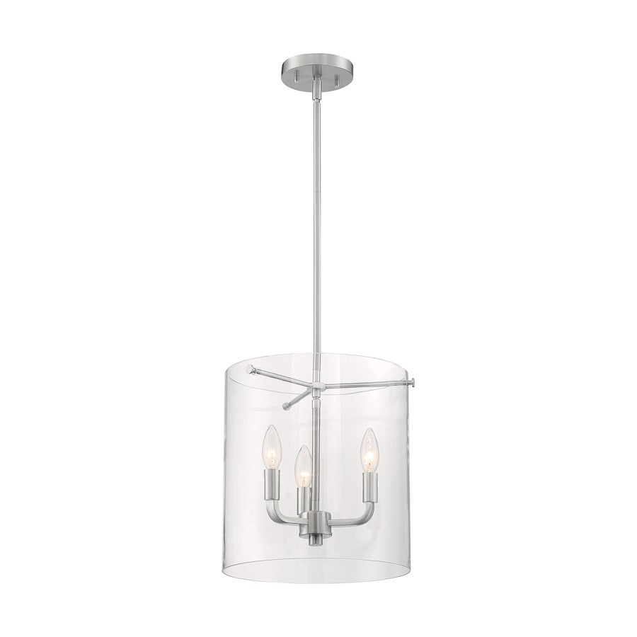 3 Light Pendant, Clear Glass