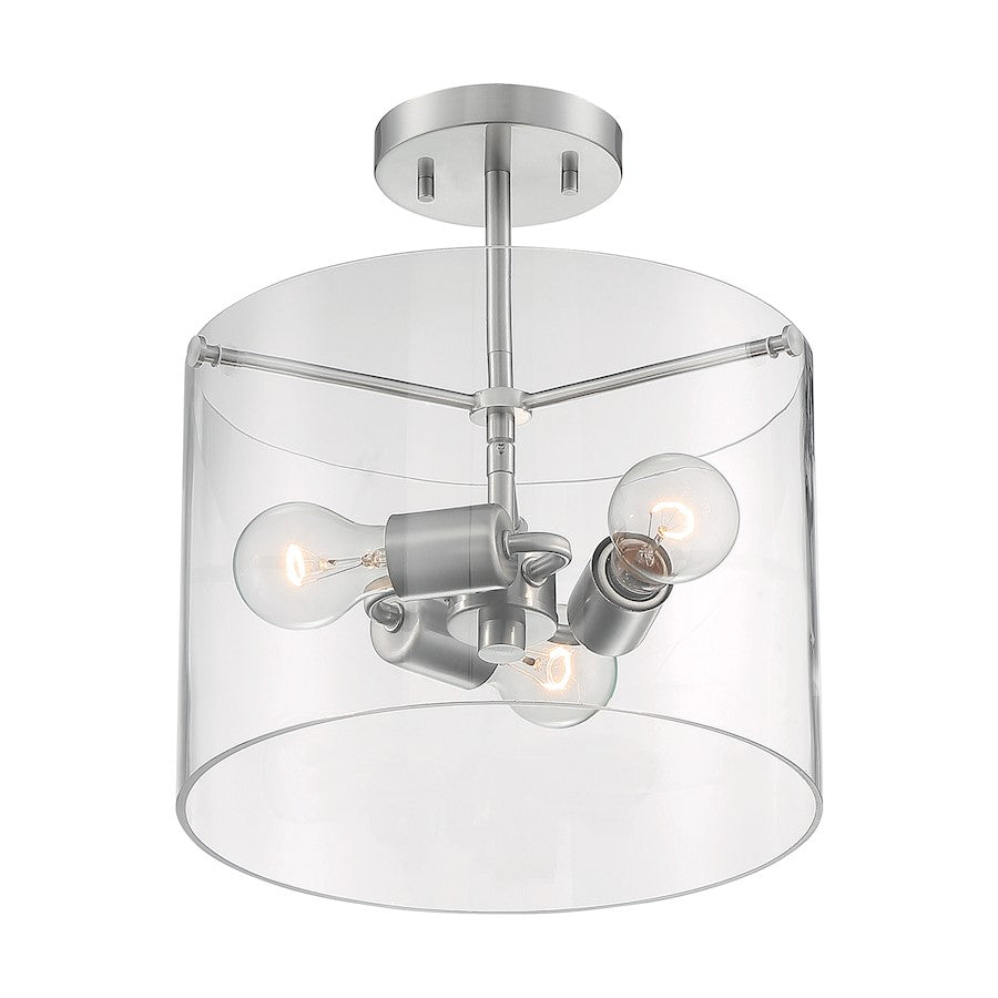 Nuvo Lighting Sommerset 3 Light Semi-Flush, Clear