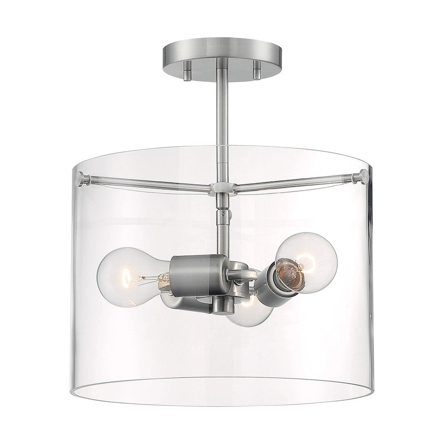 Nuvo Lighting Sommerset 3 Light Semi-Flush, Clear