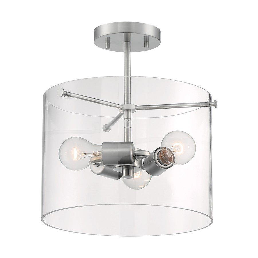 Nuvo Lighting Sommerset 3 Light Semi-Flush, Clear