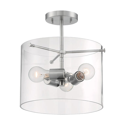 Nuvo Lighting Sommerset 3 Light Semi-Flush, Clear