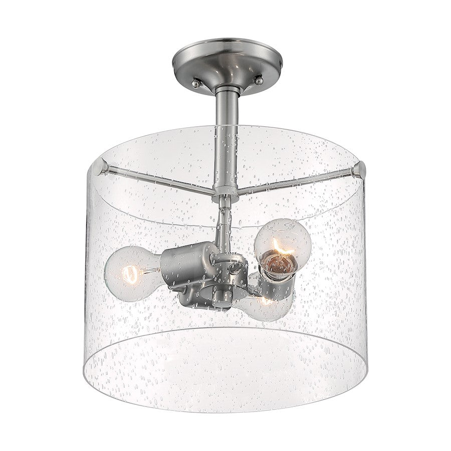 Nuvo Lighting Bransel 3 Light Semi-Flush, Seeded Glass