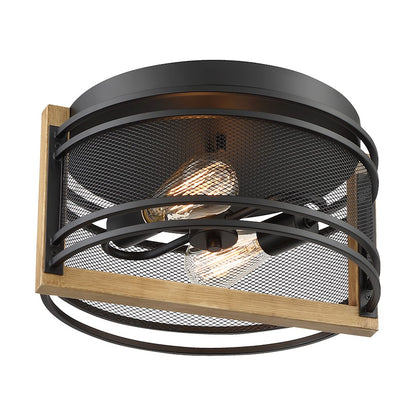 Nuvo Lighting Atelier 2 Light Flush Mount, Black/Honey Wood