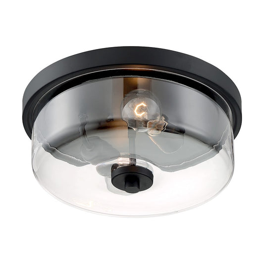 Nuvo Lighting Sommerset 12.88in 2-Light Flush Mount | Modern Matte Black and Clear Glass | Bedroom & Hallway | 12.88 x 12.88 x 5.63 in | Model 60-7268