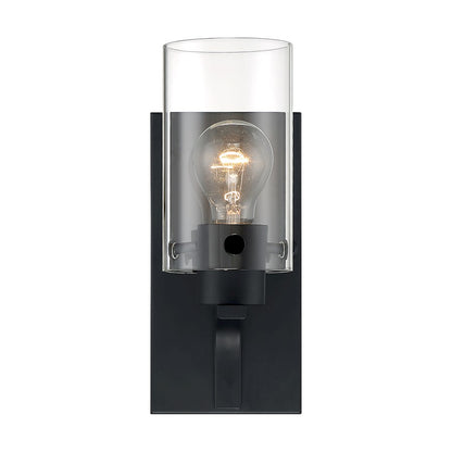 Nuvo Lighting Sommerset 1-Light Wall Sconce | Modern & Contemporary Matte Black and Clear Glass | Bathroom & Hallway Accent | 4.63 x 10.75 | Model 60-7271