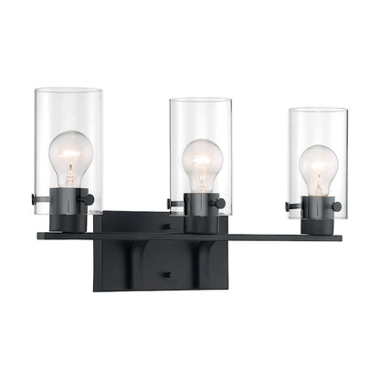 Nuvo Sommerset 21in 3-Light Vanity | Modern & Contemporary Matte Black and Clear Glass | Bathroom Vanity Light | 21 x 10.75 x 6 in | Model 60-7273