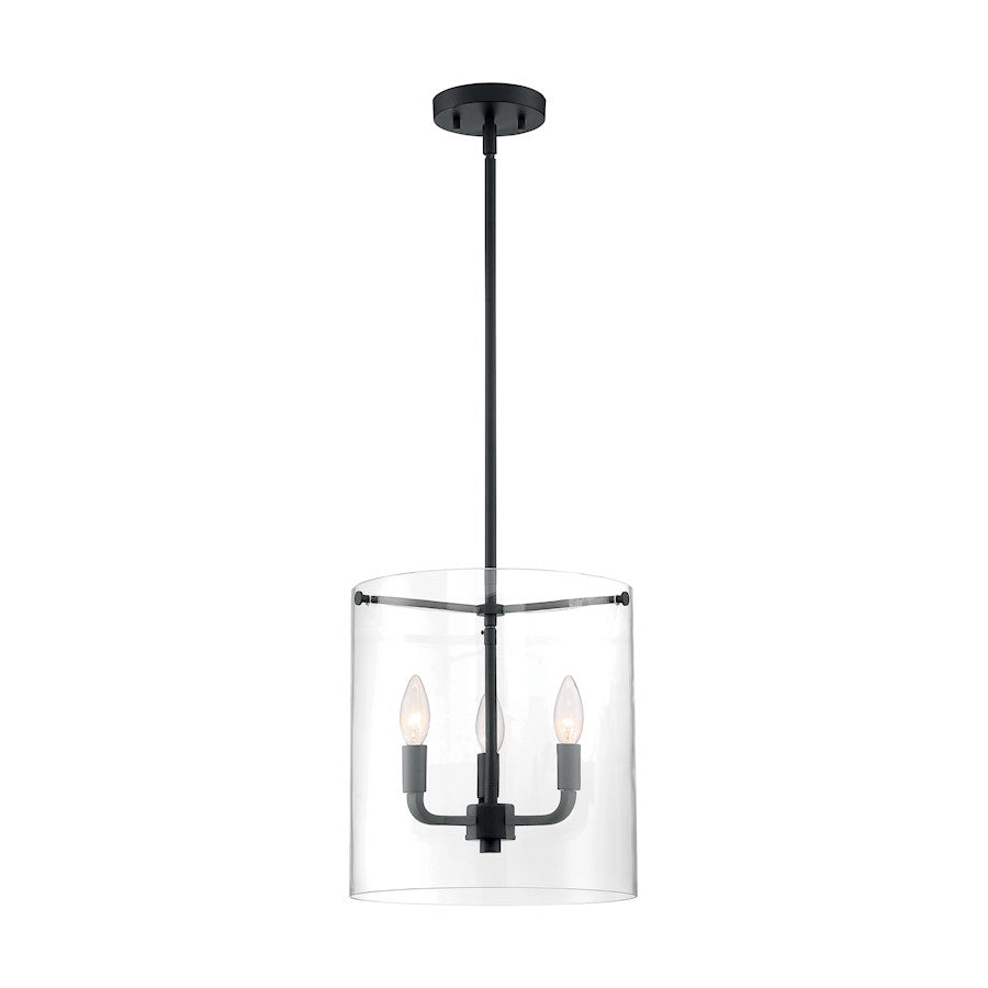 3 Light Pendant, Clear Glass