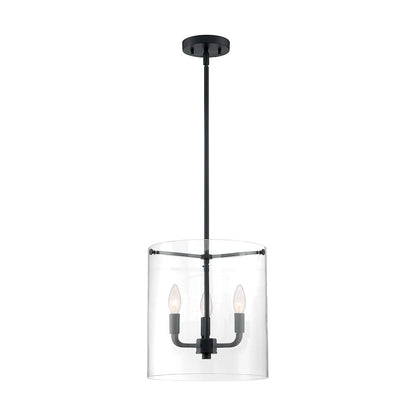 3 Light Pendant, Clear Glass