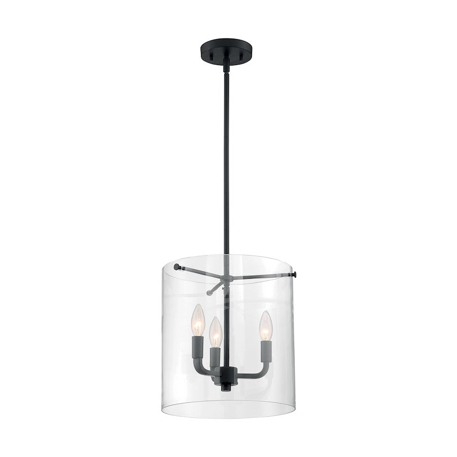 3 Light Pendant, Clear Glass