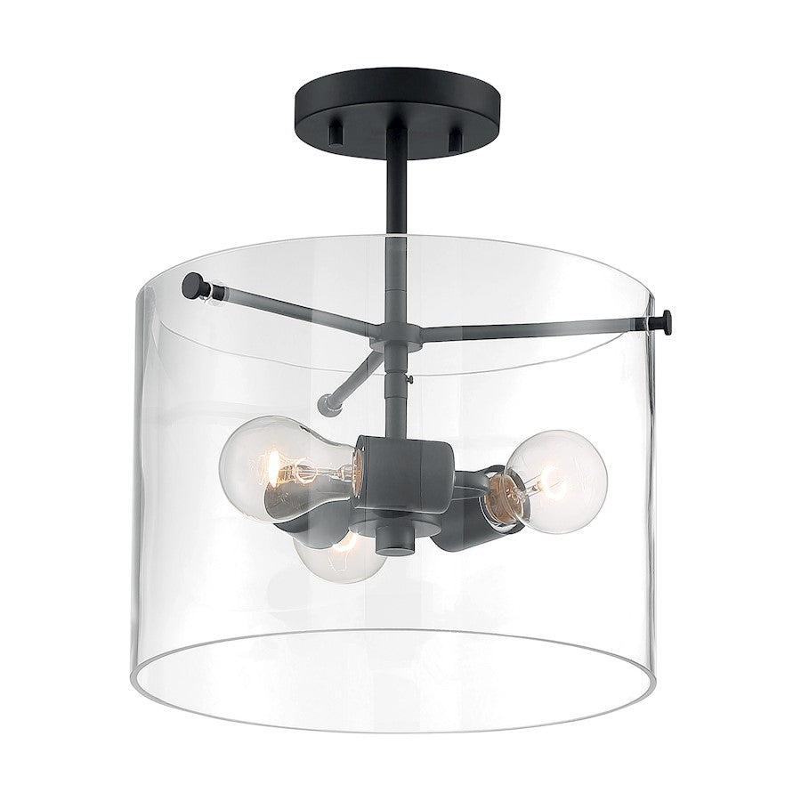 Nuvo Lighting Sommerset 3 Light Semi-Flush, Clear