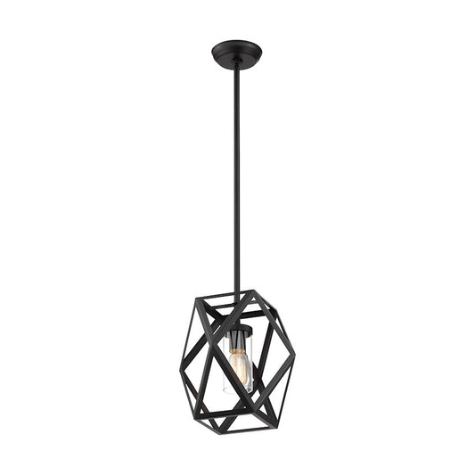 1 Light Mini Pendant, Clear Glass, Black