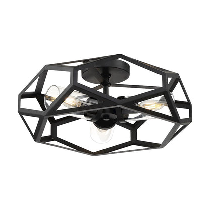 Nuvo Lighting Zemi 3 Light Flush Mount, Clear Glass, Black