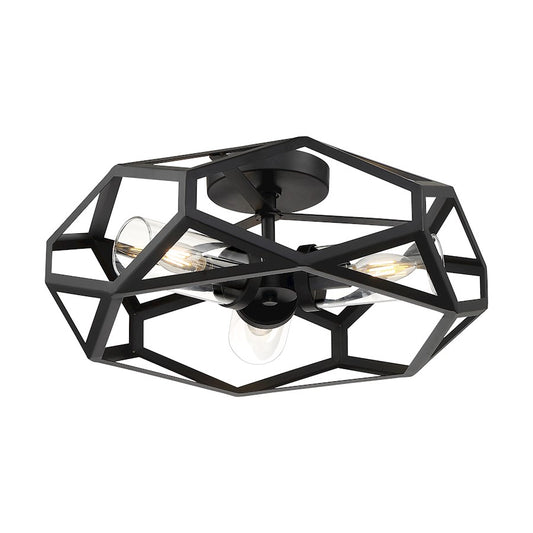 Nuvo Lighting Zemi 3 Light Flush Mount, Clear Glass, Black