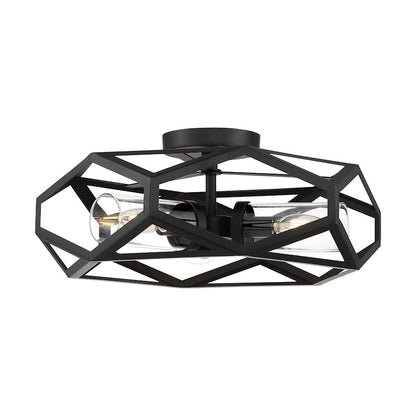 Nuvo Lighting Zemi 3 Light Flush Mount, Clear Glass, Black