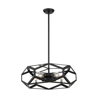 5 Light Chandelier, Clear Glass, Black