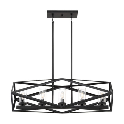 Nuvo Lighting Zemi 5 Light Island Pendant, Clear Glass, Black