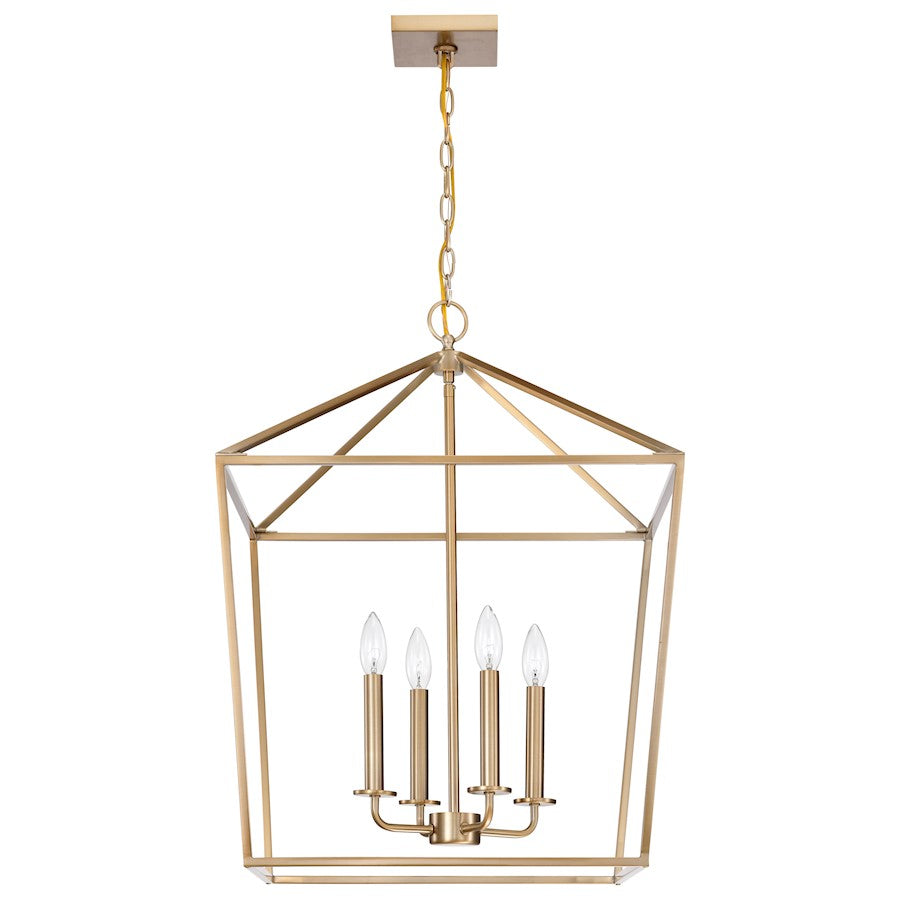 Nuvo Lighting Emma 20in 4-Light Large Pendant | Transitional Burnished Brass Steel | Dining Room & Entryway | 20 x 20 x 26 in | Model 60-7932