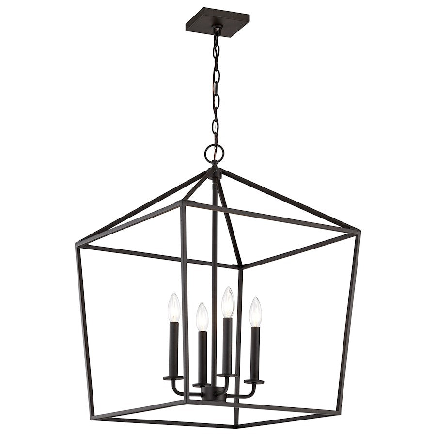 Nuvo Lighting Emma 17in 4-Light Small Pendant | Transitional Matte Black Steel | Kitchen Island & Dining Room | 17 x 17 x 24 in | Model 60-7941