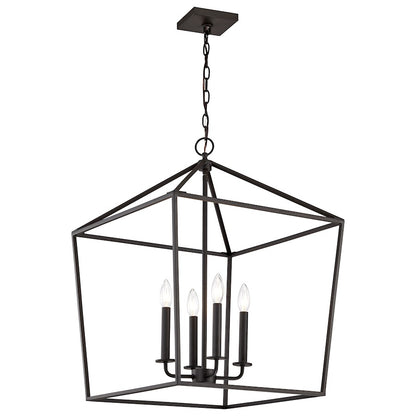 Nuvo Lighting Emma 17in 4-Light Small Pendant | Transitional Matte Black Steel | Kitchen Island & Dining Room | 17 x 17 x 24 in | Model 60-7941