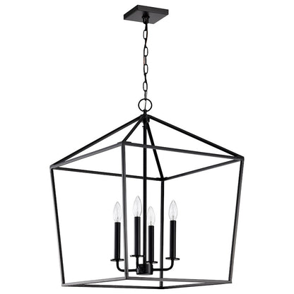 Nuvo Lighting Emma 20in 4-Light Large Pendant | Transitional Matte Black Steel | Dining Room & Entryway | 20 x 20 x 26 in | Model 60-7942