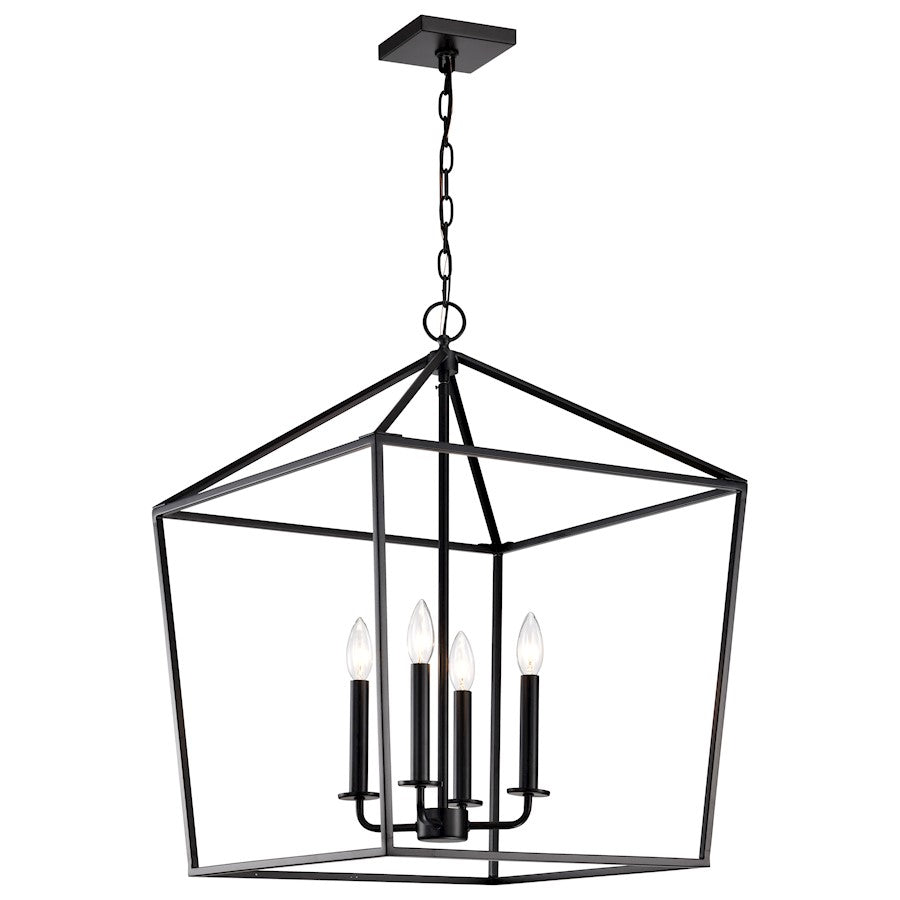 Nuvo Lighting Emma 20in 4-Light Large Pendant | Transitional Matte Black Steel | Dining Room & Entryway | 20 x 20 x 26 in | Model 60-7942
