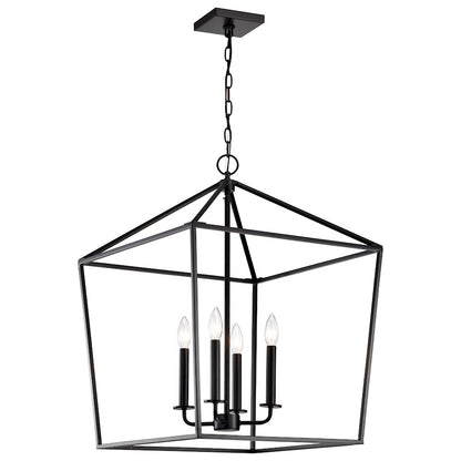 Nuvo Lighting Emma 20in 4-Light Large Pendant | Transitional Matte Black Steel | Dining Room & Entryway | 20 x 20 x 26 in | Model 60-7942