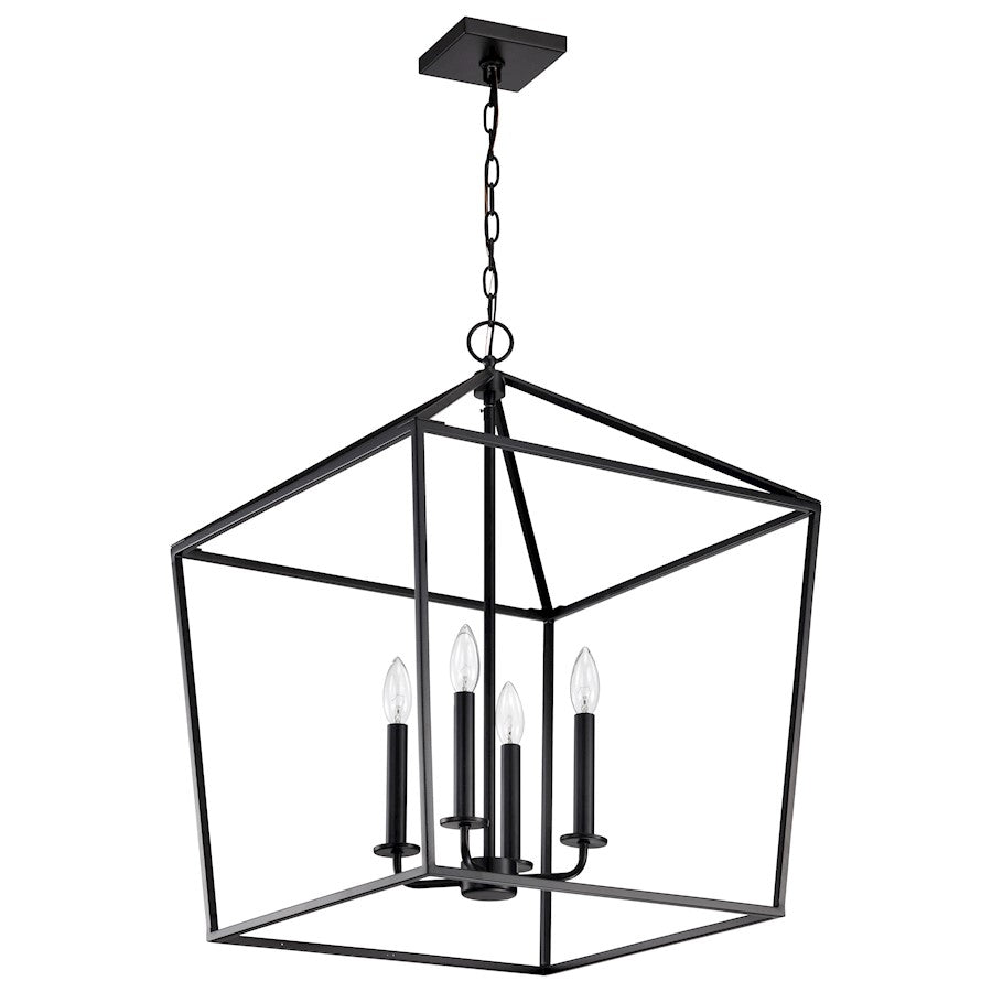 Nuvo Lighting Emma 20in 4-Light Large Pendant | Transitional Matte Black Steel | Dining Room & Entryway | 20 x 20 x 26 in | Model 60-7942