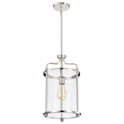 Nuvo Yorktown 10in 1-Light Pendant | Traditional Polished Nickel Steel and Clear Glass | Kitchen Island & Dining Room | 10 x 10 x 18 in | Model 60-7955