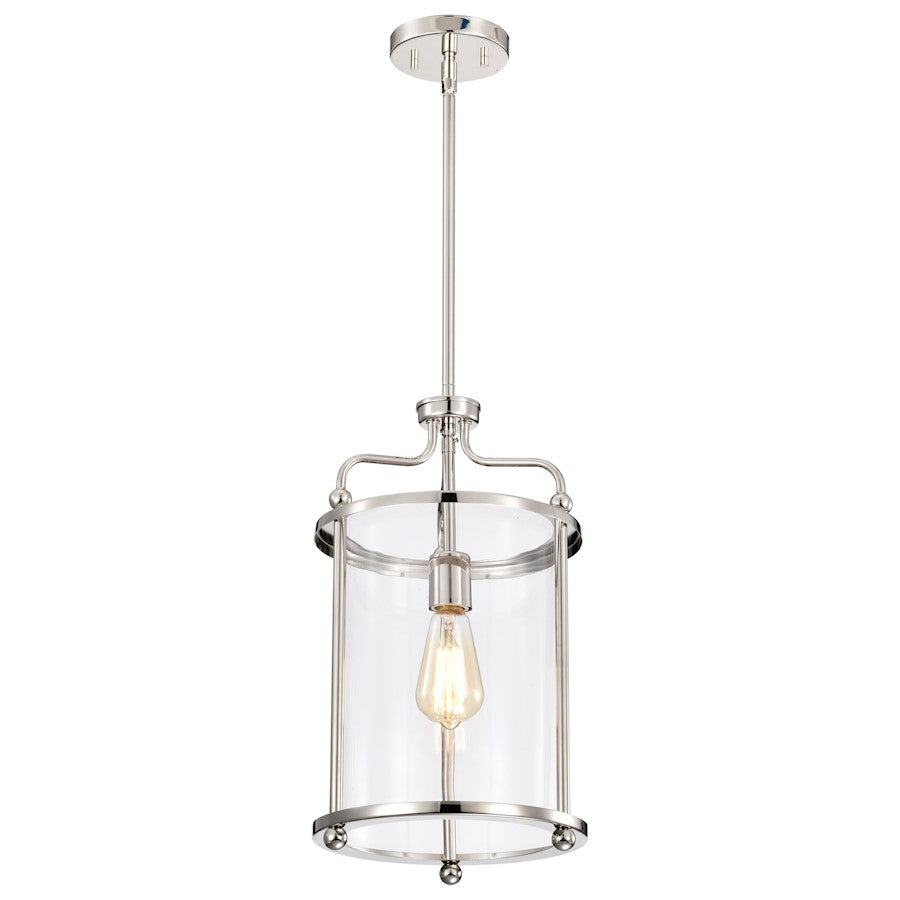 Nuvo Yorktown 10in 1-Light Pendant | Traditional Polished Nickel Steel and Clear Glass | Kitchen Island & Dining Room | 10 x 10 x 18 in | Model 60-7955