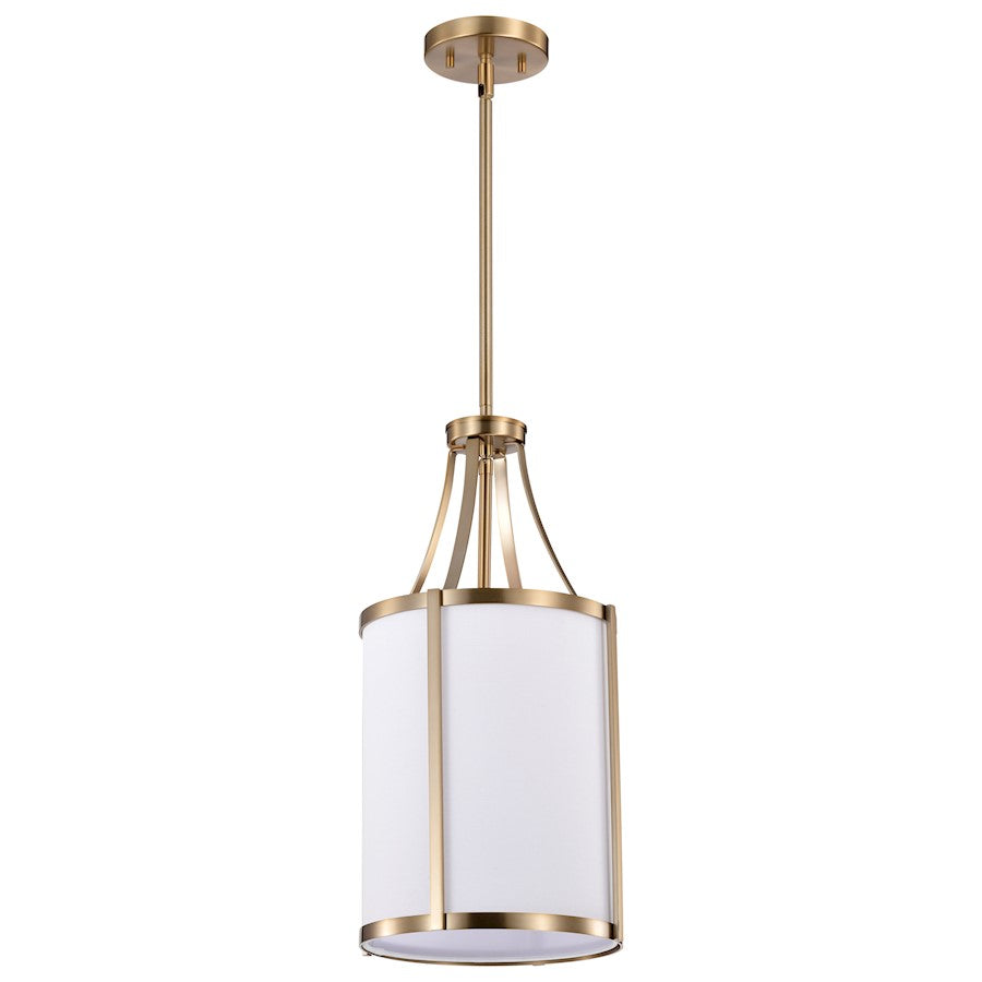 Nuvo Lighting Easton 9in 1-Light Pendant | Transitional Burnished Brass and White Linen Fabric | Kitchen Island & Dining Room | 9.75 x | Model 60-7961