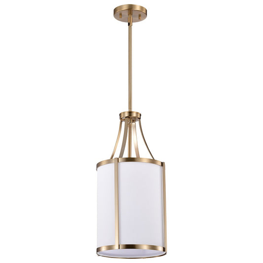 Nuvo Lighting Easton 9in 1-Light Pendant | Transitional Burnished Brass and White Linen Fabric | Kitchen Island & Dining Room | 9.75 x | Model 60-7961