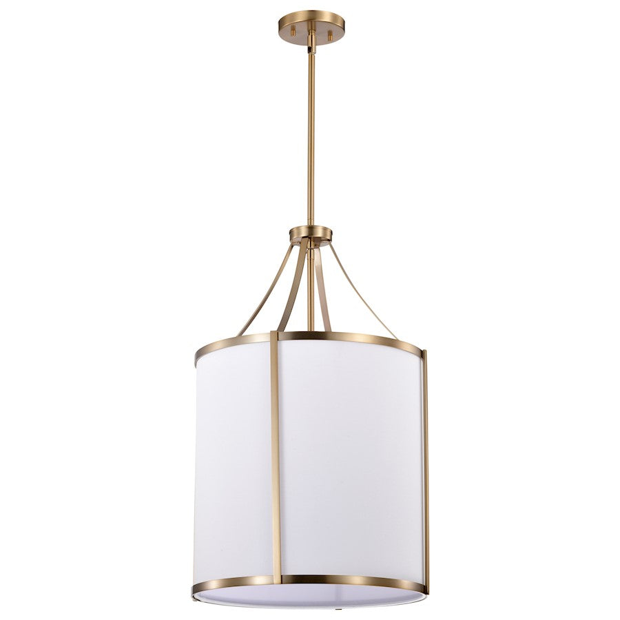 Nuvo Lighting Easton 16in 3-Light Pendant | Transitional Burnished Brass and White Linen Fabric | Kitchen Island & Dining Room | 16 x 16 x | Model 60-7962