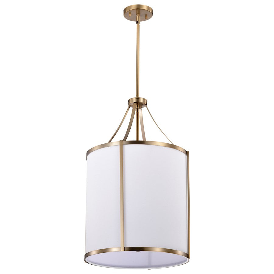 Nuvo Lighting Easton 16in 3-Light Pendant | Transitional Burnished Brass and White Linen Fabric | Kitchen Island & Dining Room | 16 x 16 x | Model 60-7962