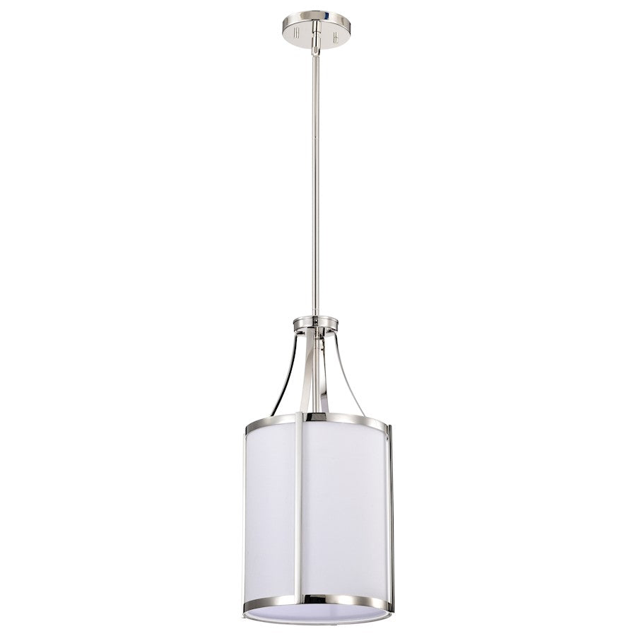 Nuvo Lighting Easton 9.75in 1-Light Pendant | Transitional Polished Nickel and White Linen Fabric | Kitchen Island & Dining Room | 9.75 x | Model 60-7971
