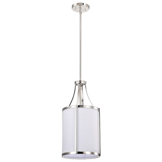 Nuvo Lighting Easton 9.75in 1-Light Pendant | Transitional Polished Nickel and White Linen Fabric | Kitchen Island & Dining Room | 9.75 x | Model 60-7971