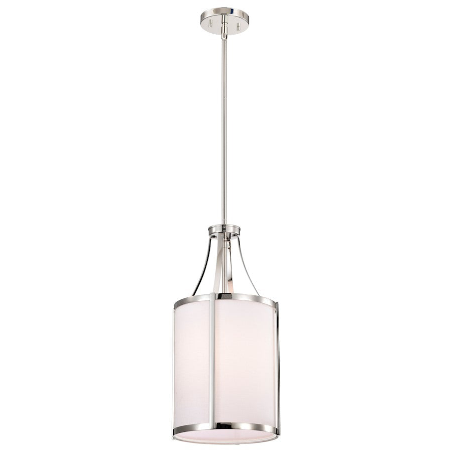 Nuvo Lighting Easton 9.75in 1-Light Pendant | Transitional Polished Nickel and White Linen Fabric | Kitchen Island & Dining Room | 9.75 x | Model 60-7971