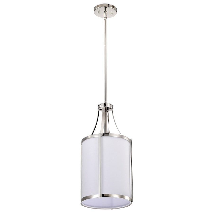 Nuvo Lighting Easton 9.75in 1-Light Pendant | Transitional Polished Nickel and White Linen Fabric | Kitchen Island & Dining Room | 9.75 x | Model 60-7971