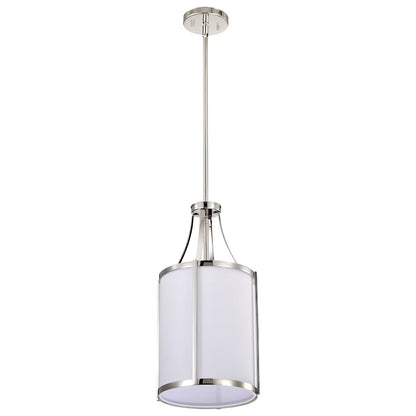 Nuvo Lighting Easton 9.75in 1-Light Pendant | Transitional Polished Nickel and White Linen Fabric | Kitchen Island & Dining Room | 9.75 x | Model 60-7971