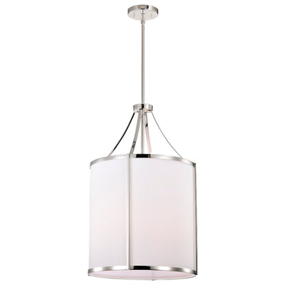 Nuvo Lighting Easton 16in 3-Light Pendant | Transitional Polished Nickel and White Linen Fabric Shade | Kitchen Island & Dining Room | 16 | Model 60-7972