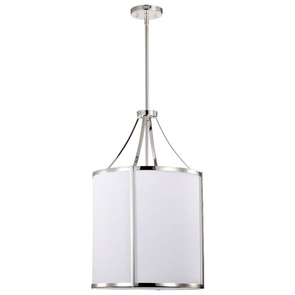 Nuvo Lighting Easton 16in 3-Light Pendant | Transitional Polished Nickel and White Linen Fabric Shade | Kitchen Island & Dining Room | 16 | Model 60-7972