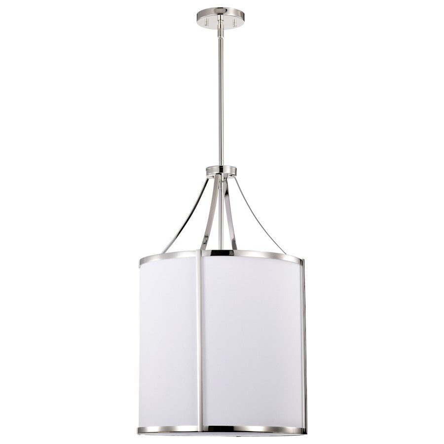 Nuvo Lighting Easton 16in 3-Light Pendant | Transitional Polished Nickel and White Linen Fabric Shade | Kitchen Island & Dining Room | 16 | Model 60-7972
