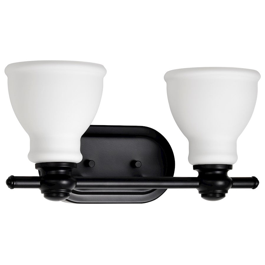 Nuvo Lighting Russel 2 Light 15" Vanity, Matte Black/Satin White Glass - 60-8022