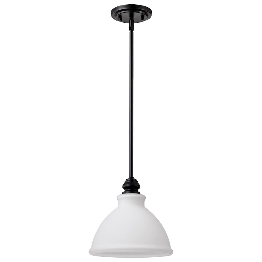 Nuvo Lighting Russel 10" Mini Pendant, Matte Black/Satin White Glass - 60-8024