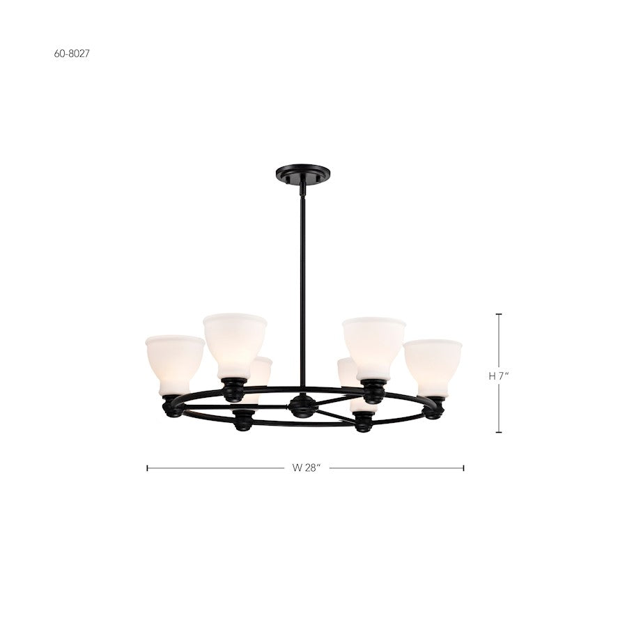 6 Light 28" Chandelier, Black