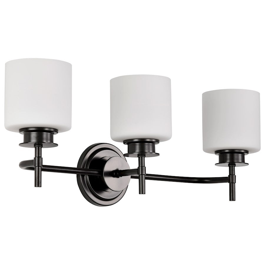 Nuvo Lighting Warren 3 Light 24" Vanity, Gun Metal/Satin White Glass - 60-8033