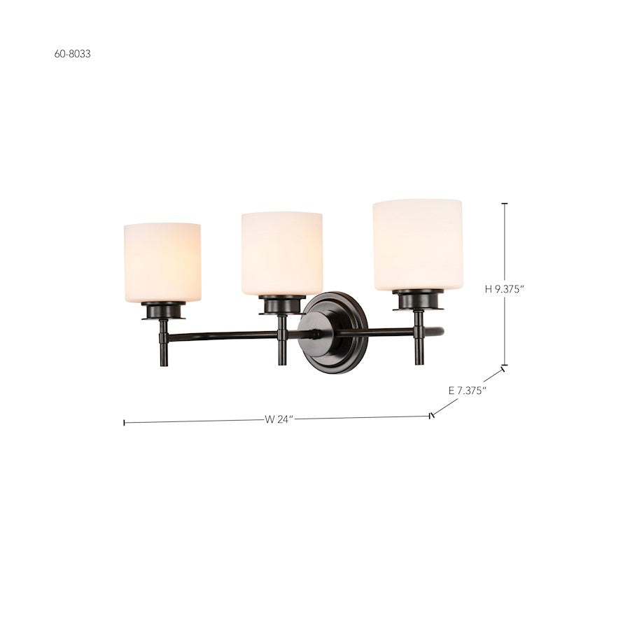 3 Light 24" Bathroom Vanity Light, Gun Metal