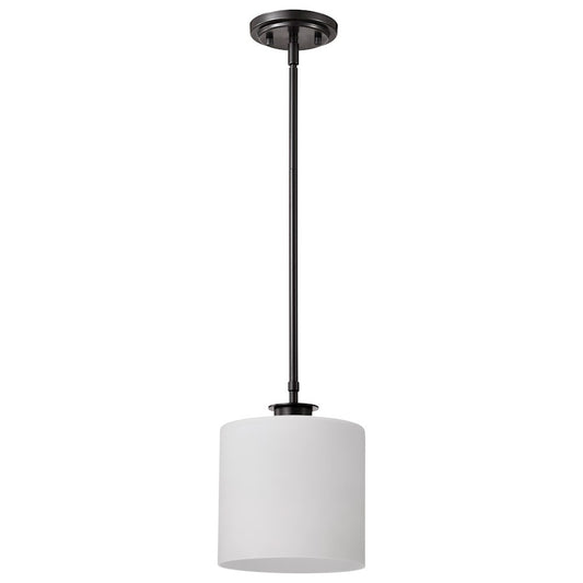 Nuvo Lighting Warren 8" Pendant, Gun Metal/Satin White Glass - 60-8036