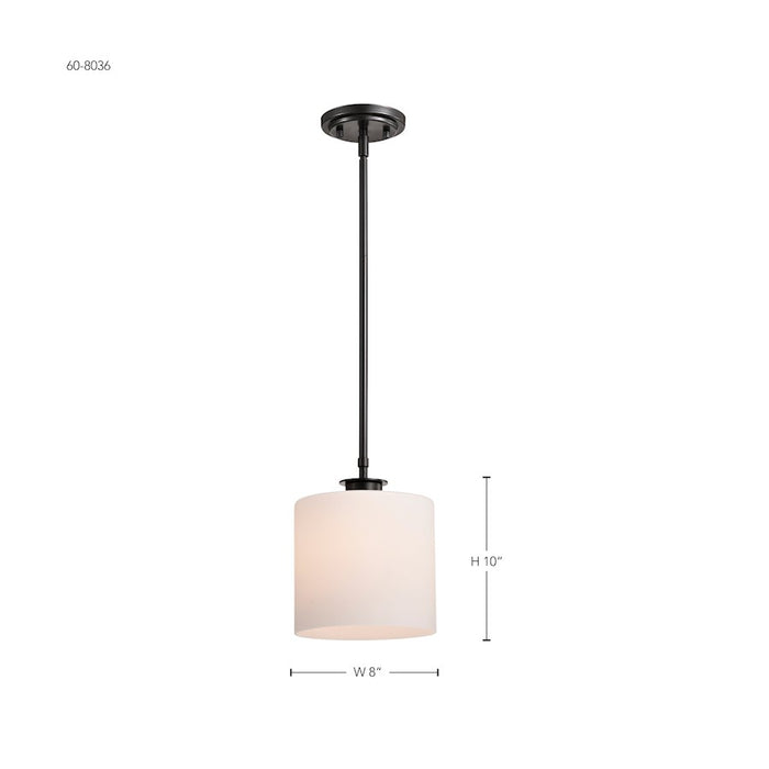 Nuvo Lighting Warren 8" Pendant, Gun Metal/Satin White Glass