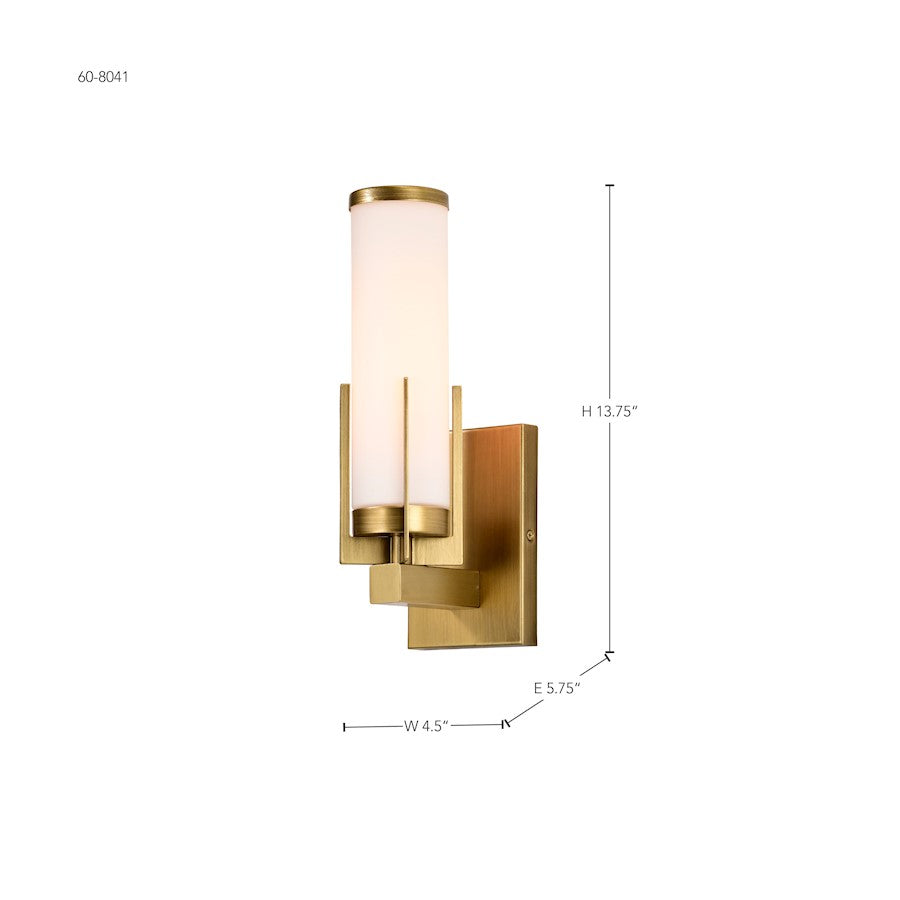 1 Light 4.5" Bathroom Vanity Light, Natural Brass