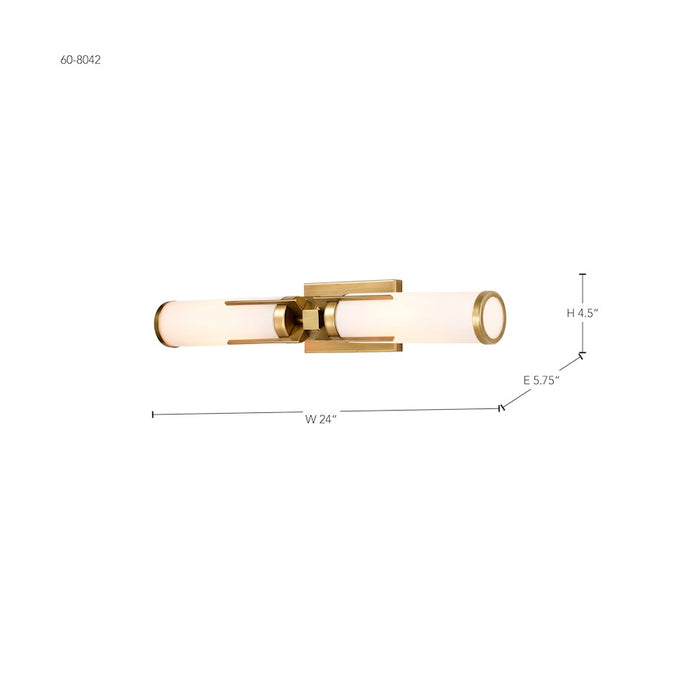 Nuvo Lighting Roselle 2 Light 24" Vanity, Natural Brass/White Glass